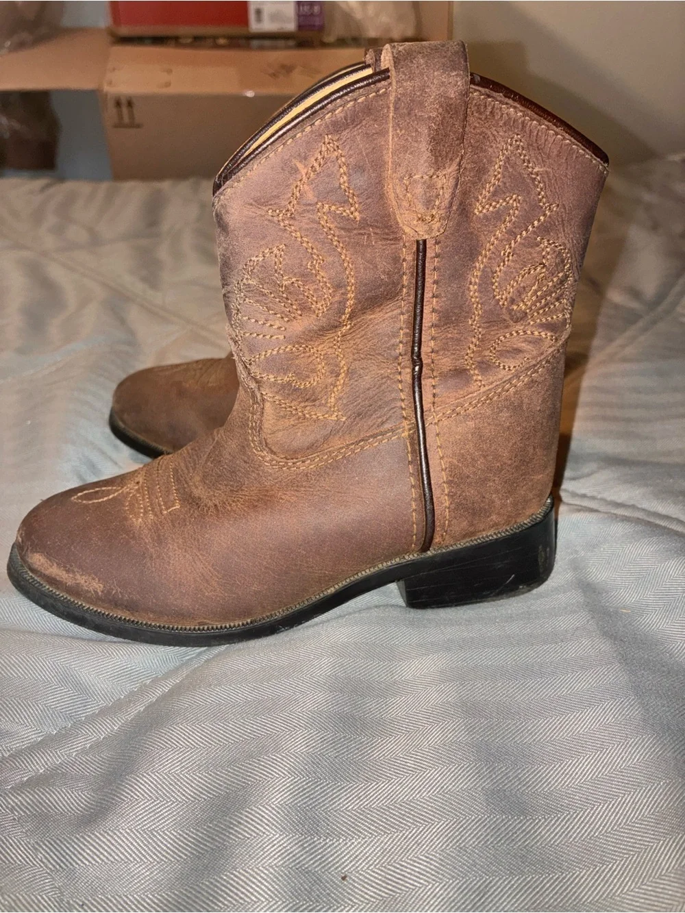 Kids Brown Leather Cowboy Boots - Classic Western Style